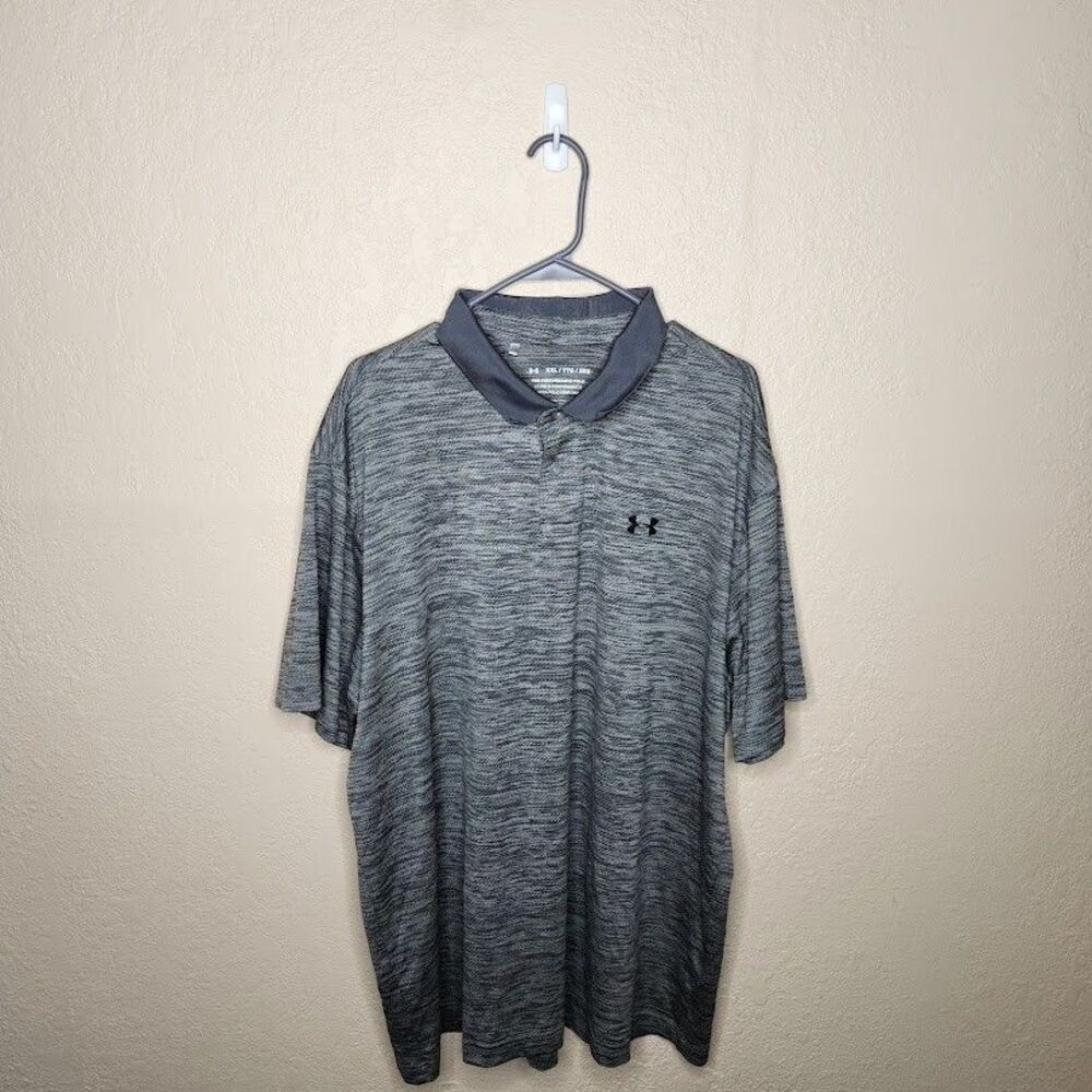 Under Armour Heatgear Polo Shirt Men's XXL Heather Gray Short Sleeve Performance